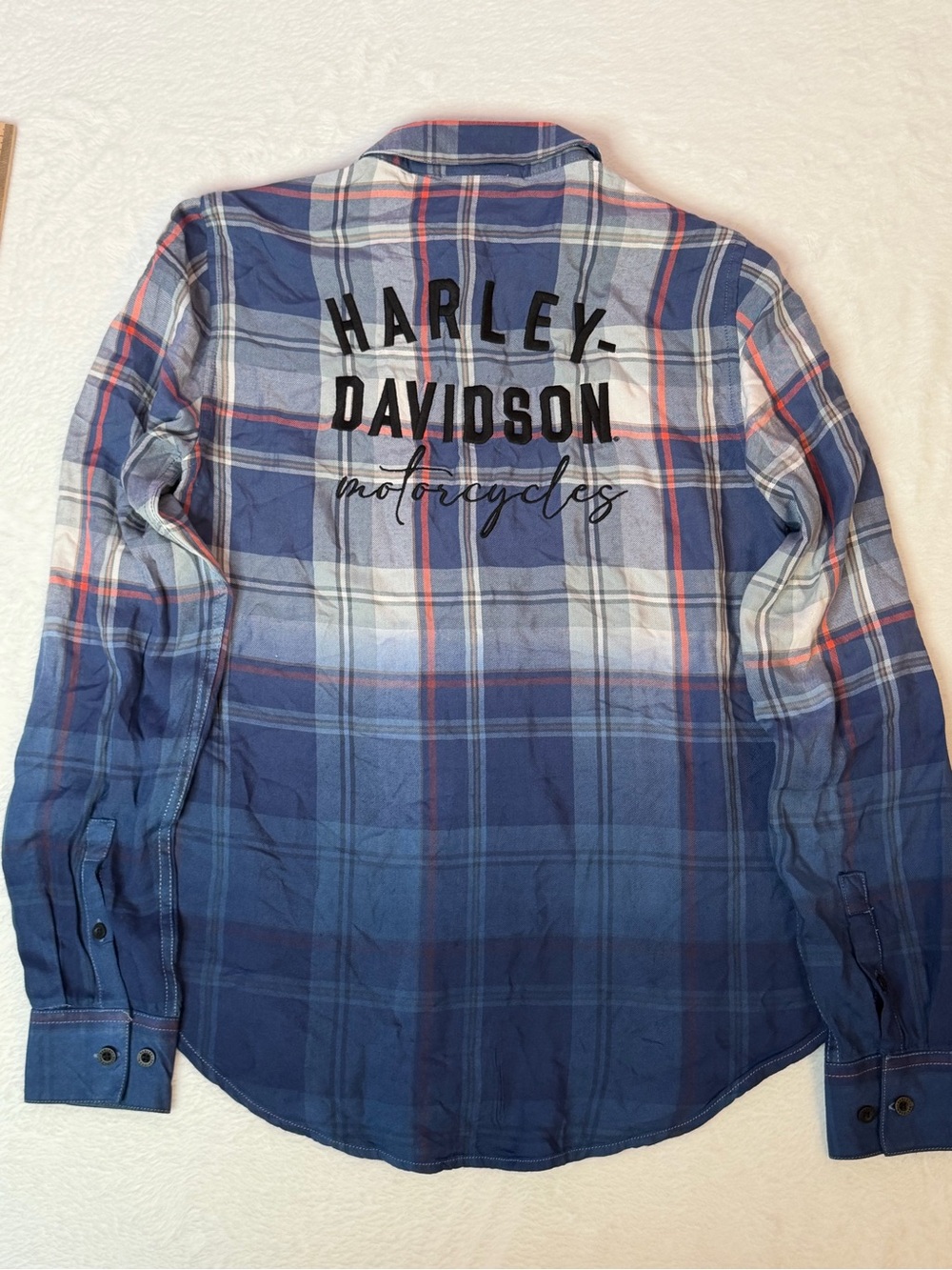 Harley Davidson Plaid Button Up Shirt Womens Small Embroidered Y2K - Picture 8 of 8
